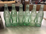 Vtg Coca-Cola 6 pack 6 1/2 oz glass bottles aluminum base steel handle case set