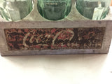 Vtg Coca-Cola 6 pack 6 1/2 oz glass bottles aluminum base steel handle case set
