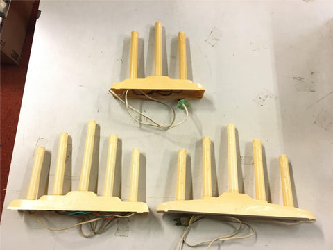 Vtg Lot of 3 light Candolier Molded Ivory Plastic Candelabra Lamps X - mas décor