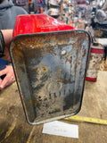 Vtg Oil can Polish Auto Car Garage Service Station Gallon Prestone Nice Graphi