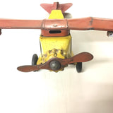 Vtg 1930s Windup Steel Katz Tin Toy Airplane Litho Lights Battery 20" Steelbilt