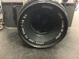 Vintage antique Canon AE-1 Program 50mm Film Camera w/50mm F1.8 Lens/ telephoto