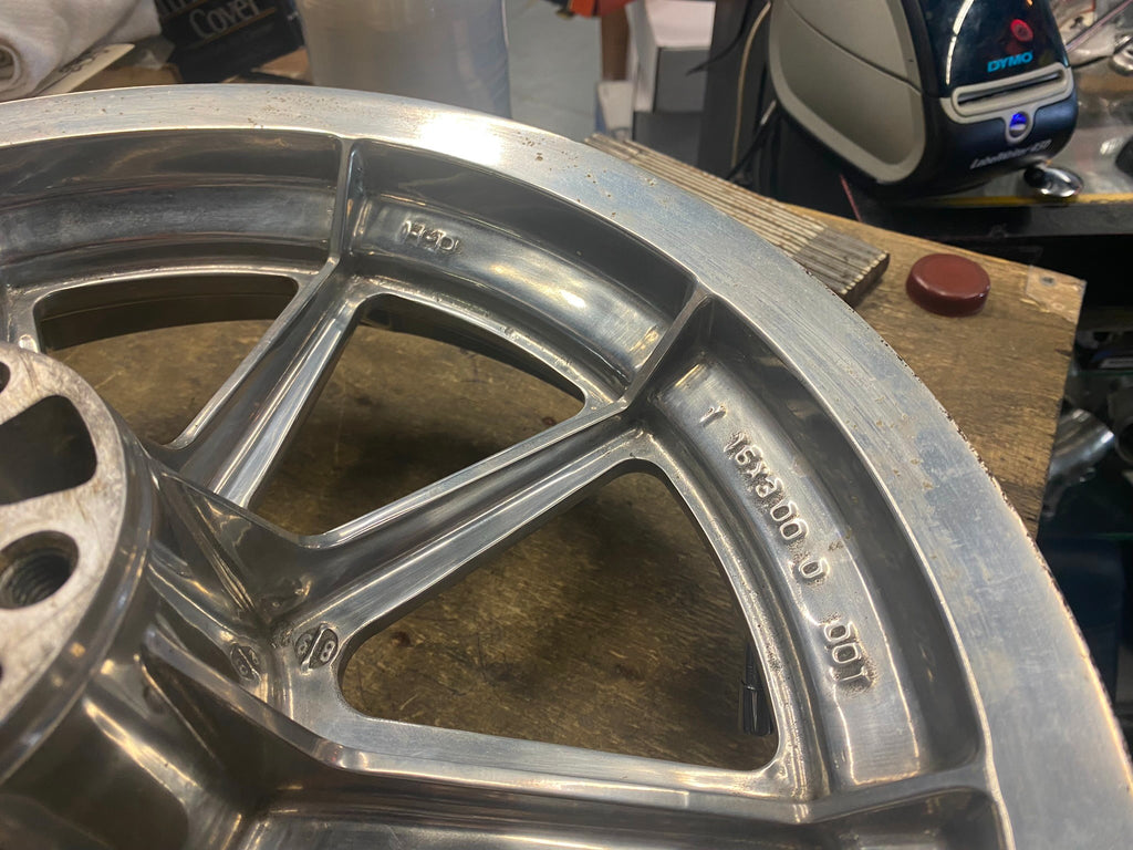Polished Rear Mag Wheel Sportster Dyna 3/4 3.00x16 Stock Polished Rear Mag Wheel Sportster Dyna 3/4 3.00x16 Stock