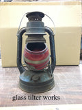 VINTAGE DIETZ LITTLE WIZARD BLUE KEROSENE LANTERN NY USA WITH RED PAINTED GLASS