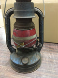 VINTAGE DIETZ LITTLE WIZARD BLUE KEROSENE LANTERN NY USA WITH RED PAINTED GLASS