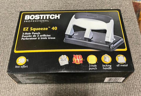 Bostitch HP40 EZ Squeeze 40 3 hole punch silver/black