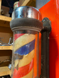 Vtg Kochs Glass Aluminum Rotating Light up Barber Pole 1920's Orig Antique Unres