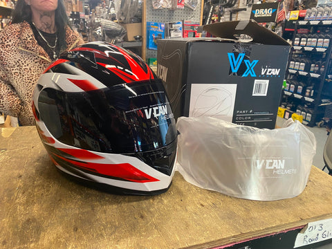 VCAN VX Motorcycle Full Face Motorcycle Street Bike Helmet w/Tinted Lens Small