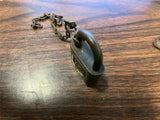 Vtg antique Brass and Iron Record Padlock Lock with original key tested works