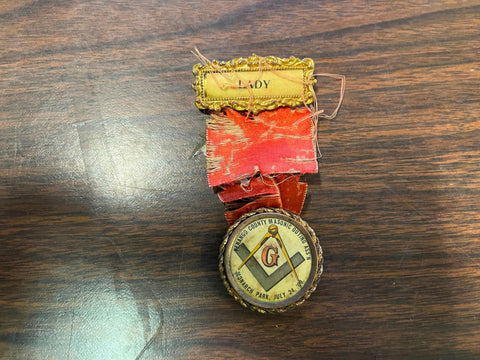 Vtg antique 1908 Venango County PA Masonic Outing First Lady Ribbon