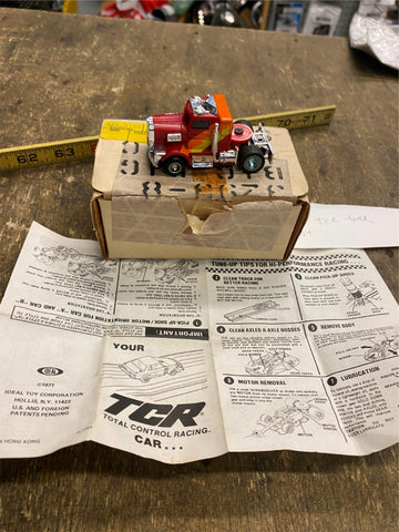 1970's TCR Semi Truck Ideal 1:64 Slot Car Rig T-15 Vtg Orig Box Tractor Trailer!