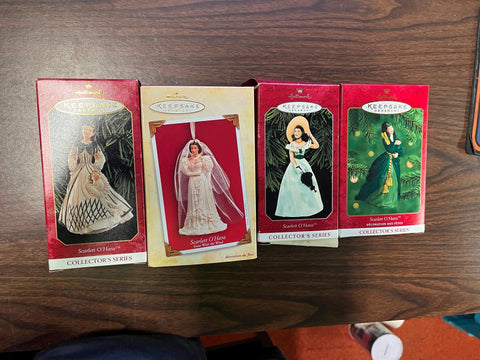 Vtg Lot of 4 Hallmark Keepsake Ornaments Scarlet O'Hara Collector's Series