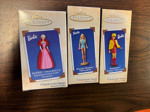 Vtg Lot of 3 Hallmark Keepsake Ornaments Barbie Fashion Collector's Series