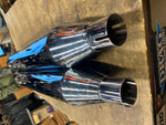 4" Chrome Black Tip Slip on Mufflers Harley Touring FLH Bagger Glide Road King
