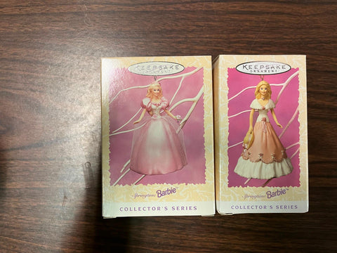 VTG Lot of 2 Hallmark Keepsake Ornaments Springtime Barbie Collector Series