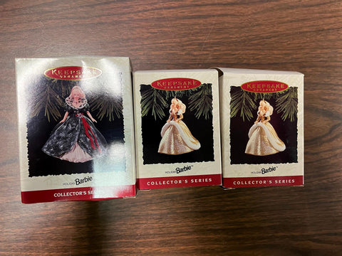 VTG Lot of 3 Hallmark Keepsake Ornaments Holiday Barbie Collector's Series Dolls