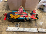 Vtg Tin Wind Up Toy Airplane Machine Gun Tether Litho Celluloid Marx A51 1950's