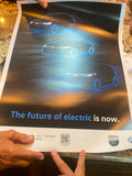 VW Future of electric Is now Auto Car ADvertising Vtg Grand Prix Ltd Ed 25x19