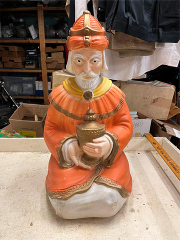 vtg 25" Three Wiseman King Wiseman orange nativity blow mold Xmas decoration