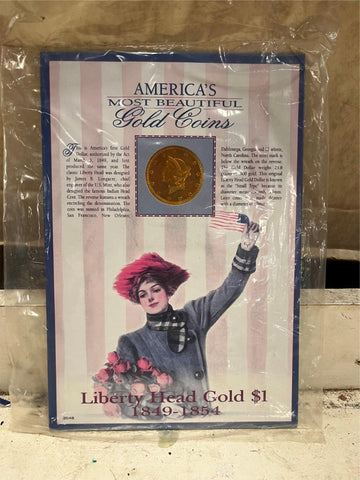 vtg America's Most beautiful gold coins Liberty Head $1 gold copy coin 1849-1854