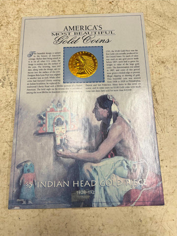 vtg America's Most beautiful gold coins $5 Indian Head gold copy coin 1908-1929