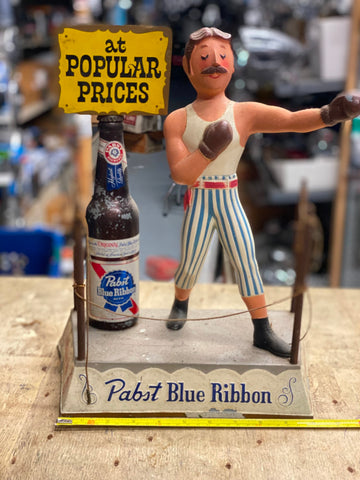 Vtg Original 1950s Pabst Blue Ribbon Beer Boxing Ring Advertising Display Metal