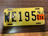 VTG original 1974 New Jersey Motorcycle License Plate WE195