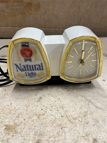 vtg Anheuser Busch Natural Light Beer Clock and Light Cash bank tested working