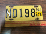 VTG original 1976 New Jersey Motorcycle License Plate ND198