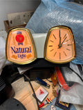 vtg Anheuser Busch Natural Light Beer Clock and Light Cash bank tested working