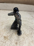 vtg 1963 Louis Marx grey plastic WW2 German kneeling toy soldier plastic figure