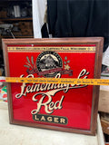 vtg Leinenkugal's Red Larger Brewery framed glass 27X26 beer sign man cave deco