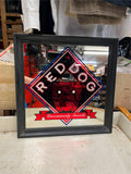 vtg 1980s Red Dog Mirrored framed 17.5X17.5 advertisement sign man cave decor