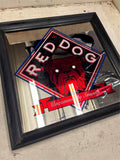 vtg 1980s Red Dog Mirrored framed 17.5X17.5 advertisement sign man cave decor