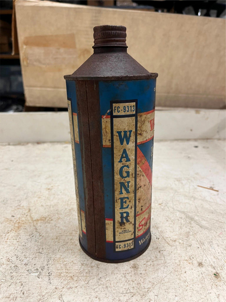 vtg Made in USA 1940s Wagner Lockheed Brake Fluid 32 oz. tin can half ...