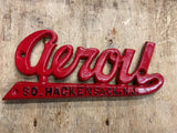 Vtg AEROIL Hackensack NJ Cast Emblem Logo Advert Nameplate Plaque Sign Equipment