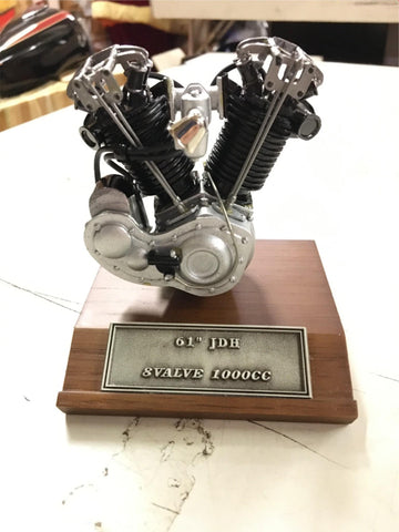 Vtg 61" Harley-Davidson JDH JD RACING Motor engin Pewter Stand Display Miniature