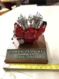 Vtg Indian Power Plus 61" 1000cc Motor Engine Pewter Display Miniature Motorcycl