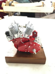 Vtg Indian Power Plus 61" 1000cc Motor Engine Pewter Display Miniature Motorcycl