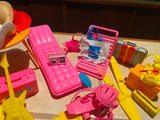 Vtg Barbie Gem Accessories Guitar Radio Sun Clothes Doll Lot Hats Scuba skateboa