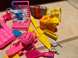 Vtg Barbie Gem Accessories Guitar Radio Sun Clothes Doll Lot Hats Scuba skateboa