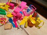 Vtg Barbie Gem Accessories Guitar Radio Sun Clothes Doll Lot Hats Scuba skateboa