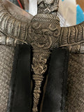 vtg Solid steel skull handled design long sword blade decoration with sheath