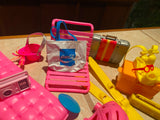 Vtg Barbie Gem Accessories Guitar Radio Sun Clothes Doll Lot Hats Scuba skateboa