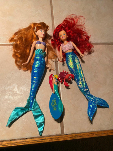 Vtg 1990's Little Mermaid Dolls Accessories disney Mattel Ariel Bambola Simba