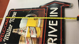 Vtg Welcome to Miller Time Drive In Breweriana Beer mancave advertising tin sign