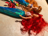 Vtg 1990's Little Mermaid Dolls Accessories disney Mattel Ariel Bambola Simba