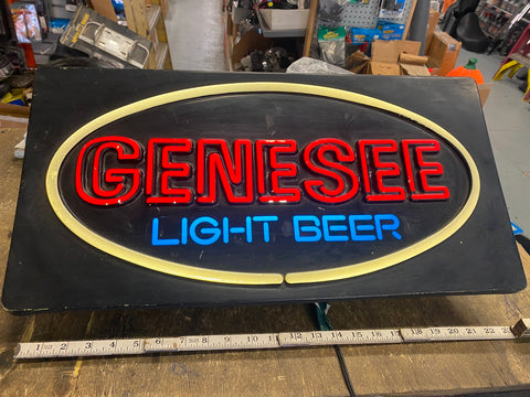 Vtg Genesee Light Beer Sign Bar Room Tavern Man Cave Wall Collectible 23x11
