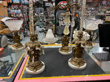 Vtg Ashtray Stand Candle Holders Scale Candy dish Brass Ornate Victorian Set!