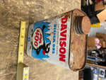 Vtg Davison Silica Gel Metal Quart Size Oil Gas Tin Can Penguin Great Graphics!